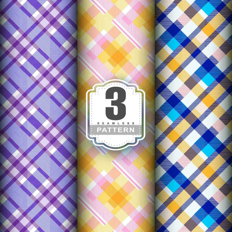 Set Tartan Plaid Scottish Seamless Pattern. Flat textile fabric pattern ornament design. Texture from tartan, plaid, tablecloths, shirts, clothes, dresses, bedding, blankets and other textile. vector