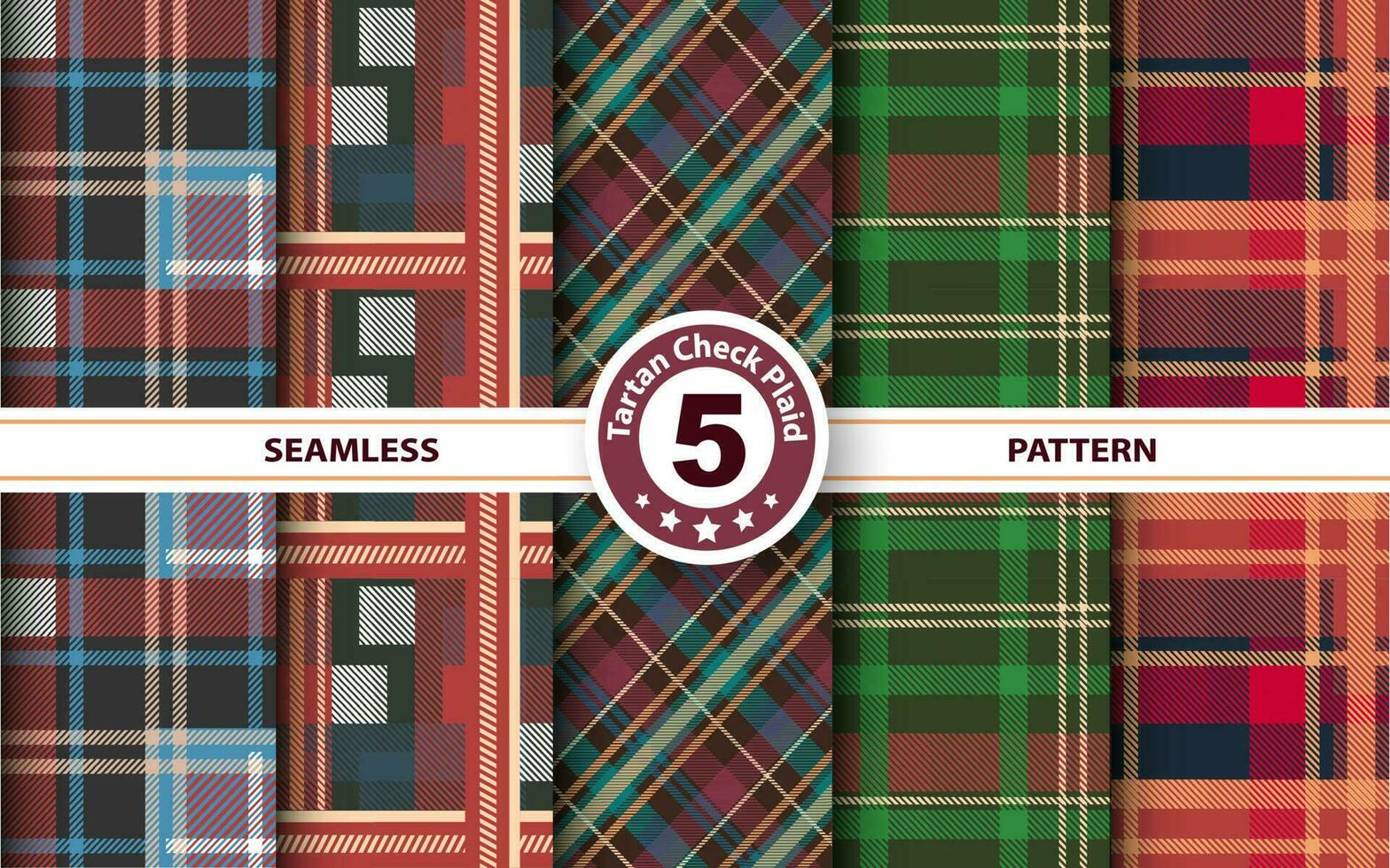Set Tartan Plaid Scottish Seamless Pattern. Flat textile fabric pattern ornament design. Texture from tartan, plaid, tablecloths, shirts, clothes, dresses, bedding, blankets and other textile. vector