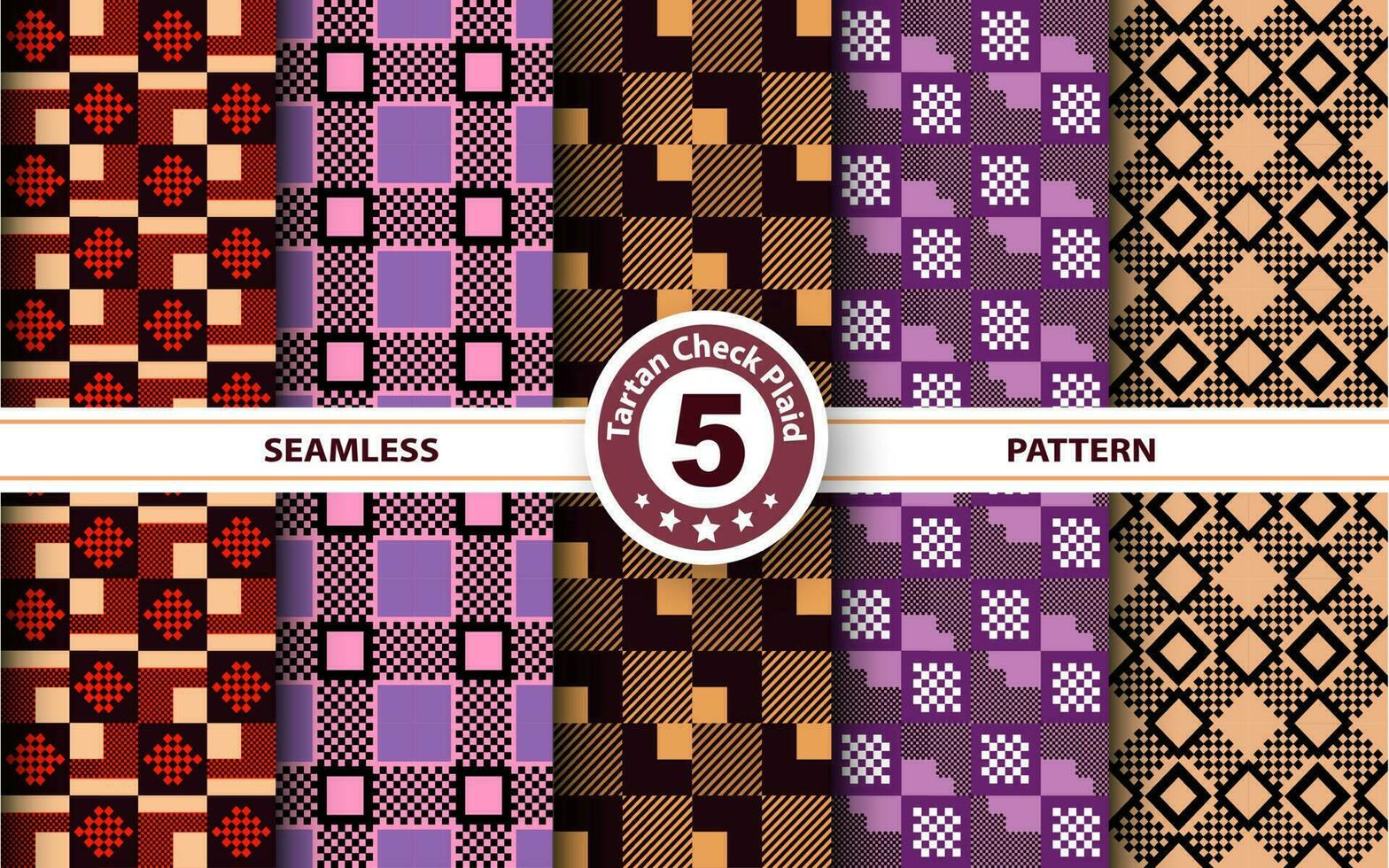 Set Tartan Plaid Scottish Seamless Pattern. Flat textile fabric pattern ornament design. Texture from tartan, plaid, tablecloths, shirts, clothes, dresses, bedding, blankets and other textile. vector