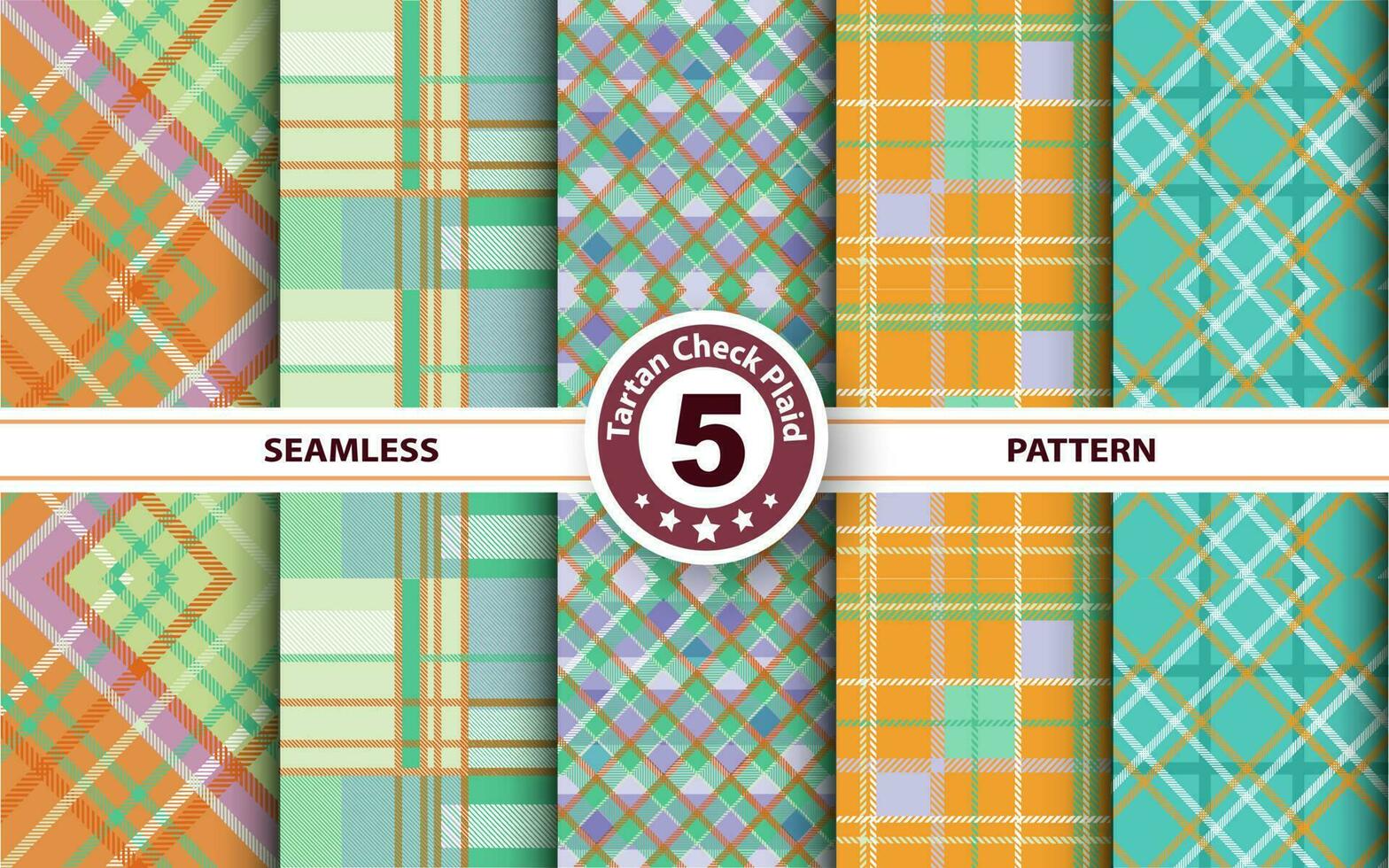 Set Tartan Plaid Scottish Seamless Pattern. Flat textile fabric pattern ornament design. Texture from tartan, plaid, tablecloths, shirts, clothes, dresses, bedding, blankets and other textile. vector