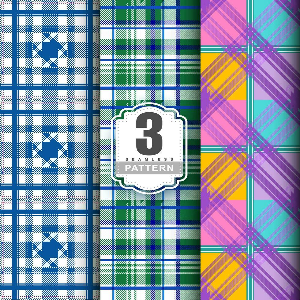 Set Tartan Plaid Scottish Seamless Pattern. Flat textile fabric pattern ornament design. Texture from tartan, plaid, tablecloths, shirts, clothes, dresses, bedding, blankets and other textile. vector