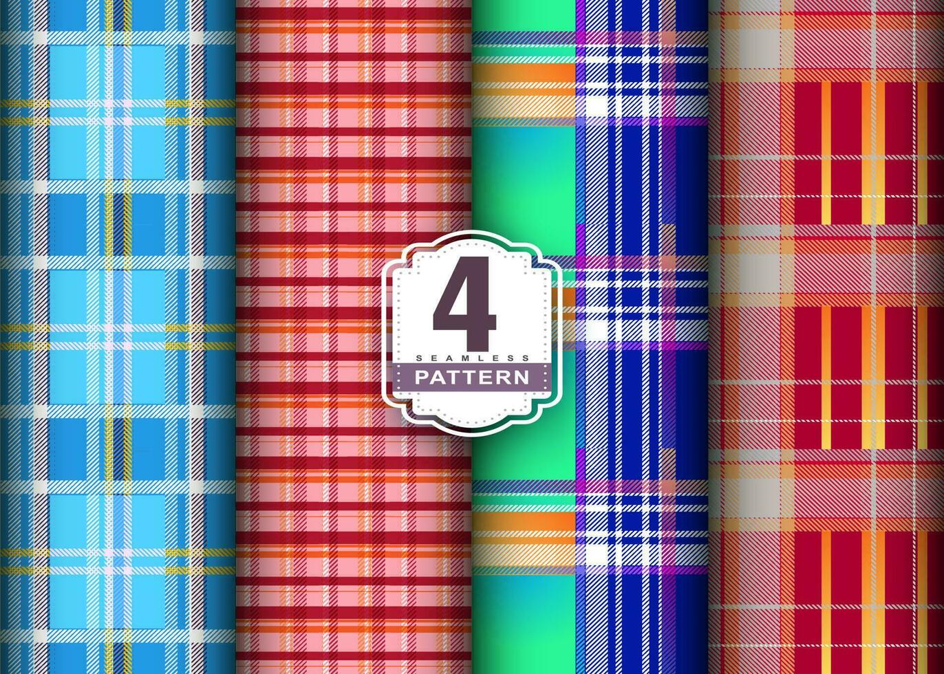 Set Tartan Plaid Scottish Seamless Pattern. Flat textile fabric pattern ornament design. Texture from tartan, plaid, tablecloths, shirts, clothes, dresses, bedding, blankets and other textile. vector