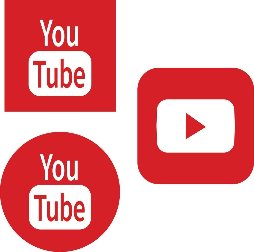 YouTube Logo, three type of YouTube Icon vector
