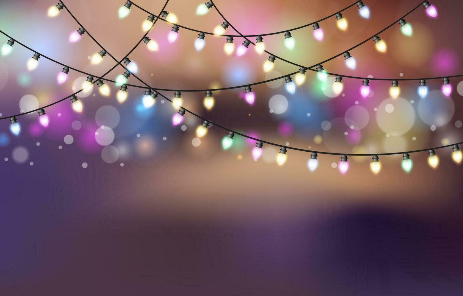 Fairy Lights With Bokeh Background vector