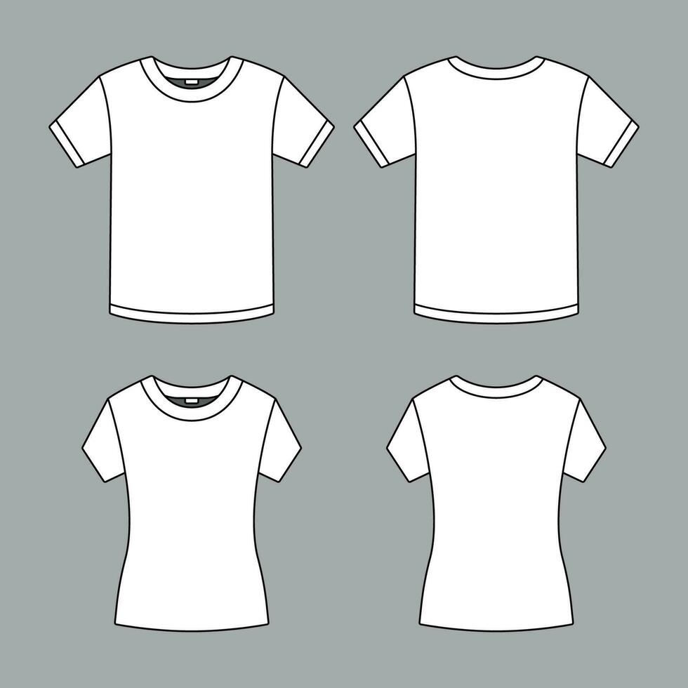 blanco camiseta contorno modelo burlarse de arriba vector