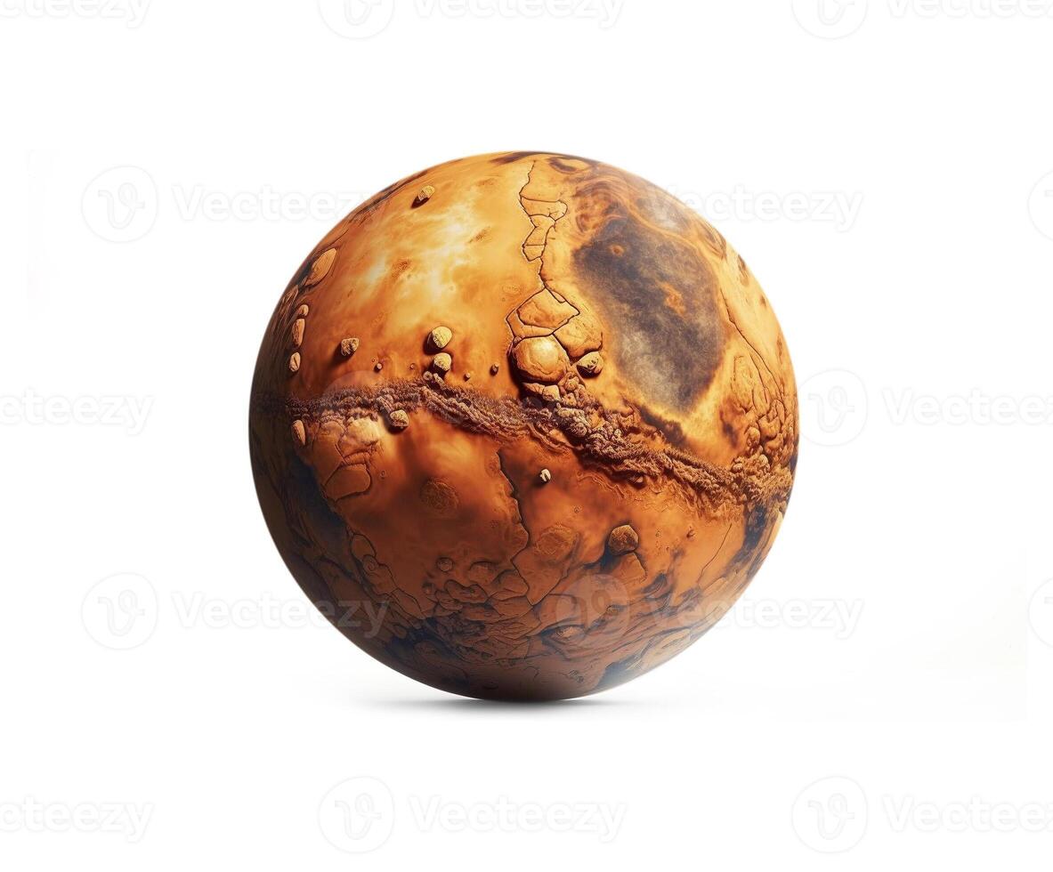 Planet Mars on white background, created with photo