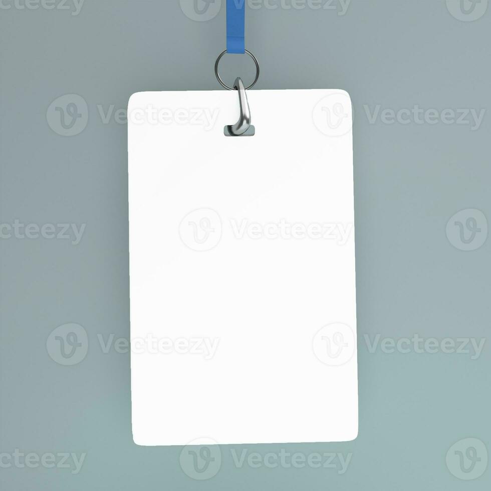 Name id card badge with wire, free space for text. 3d rendering photo