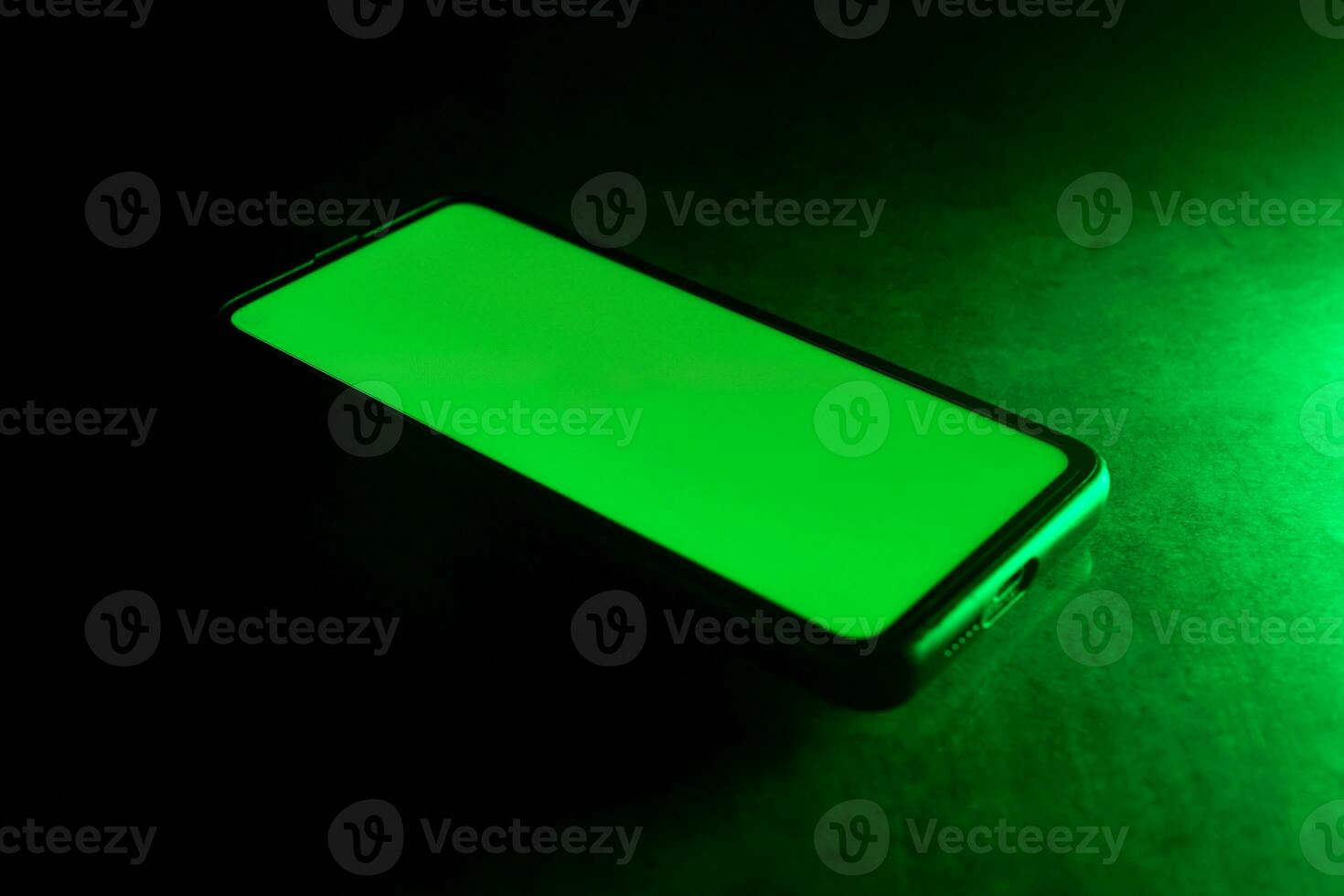 Mobile Phone Template Mockup Isolated on dark background. photo