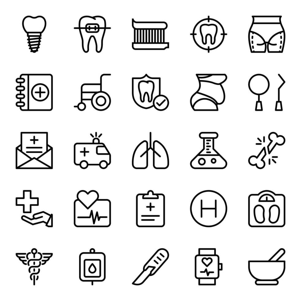Outline icons for Medical healthcare. vector