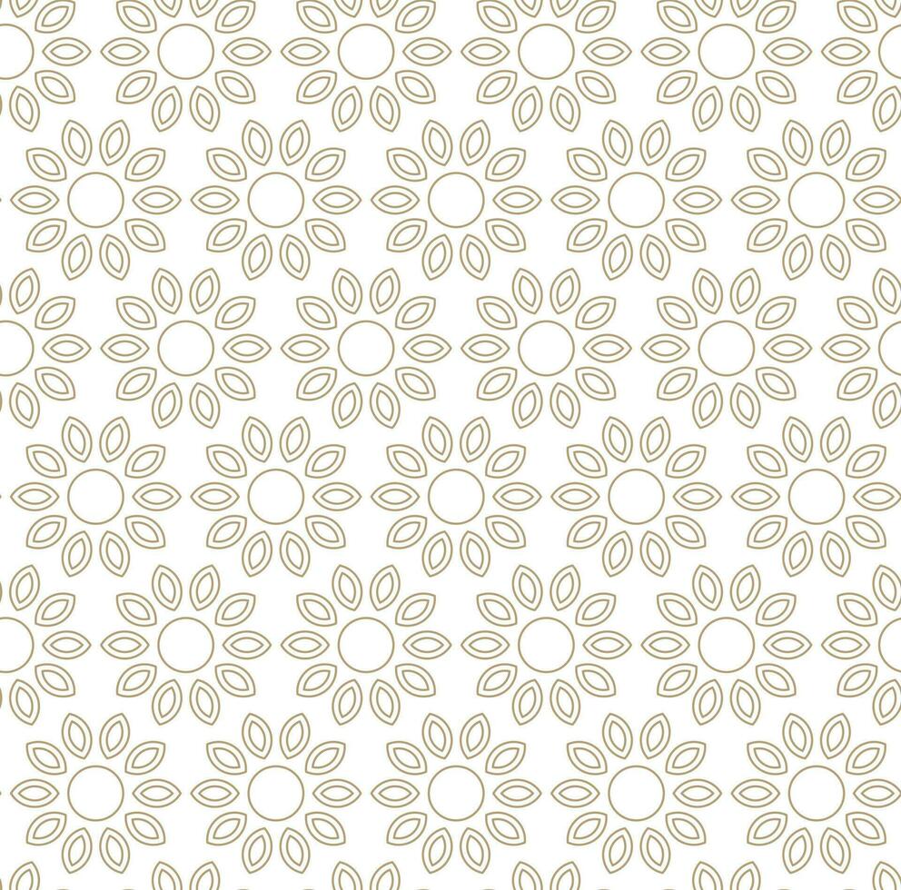 Modern vector seamless illustration. Linear gold pattern on a white background. Ornamental pattern for leaflets, printing, wallpaper, backgrounds