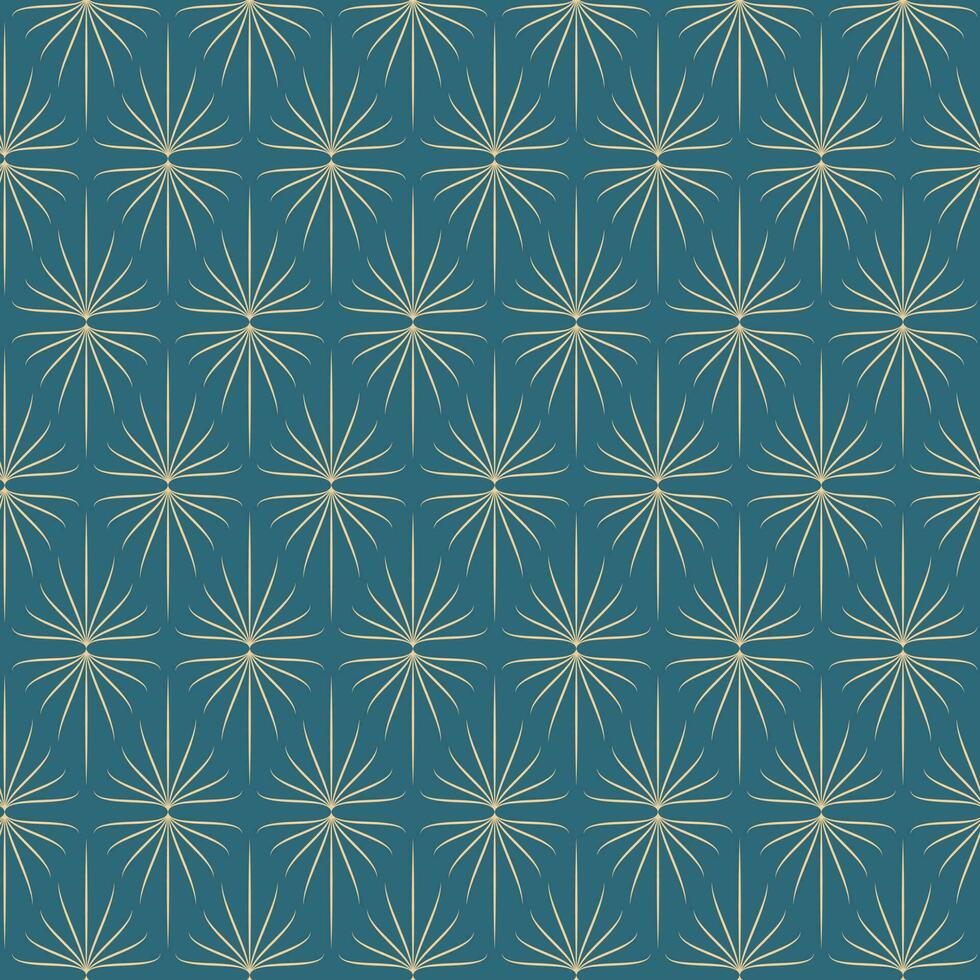 Golden geometric vector seamless patterns. Golden lines, triangles and rhombuses on an emerald green background. Modern illustrations for wallpapers, flyers, covers, banners, minimalistic decorations