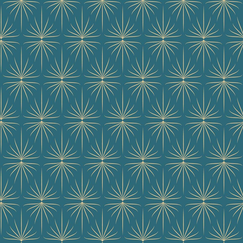 Golden geometric vector seamless patterns. Golden lines, triangles and rhombuses on an emerald green background. Modern illustrations for wallpapers, flyers, covers, banners, minimalistic decorations