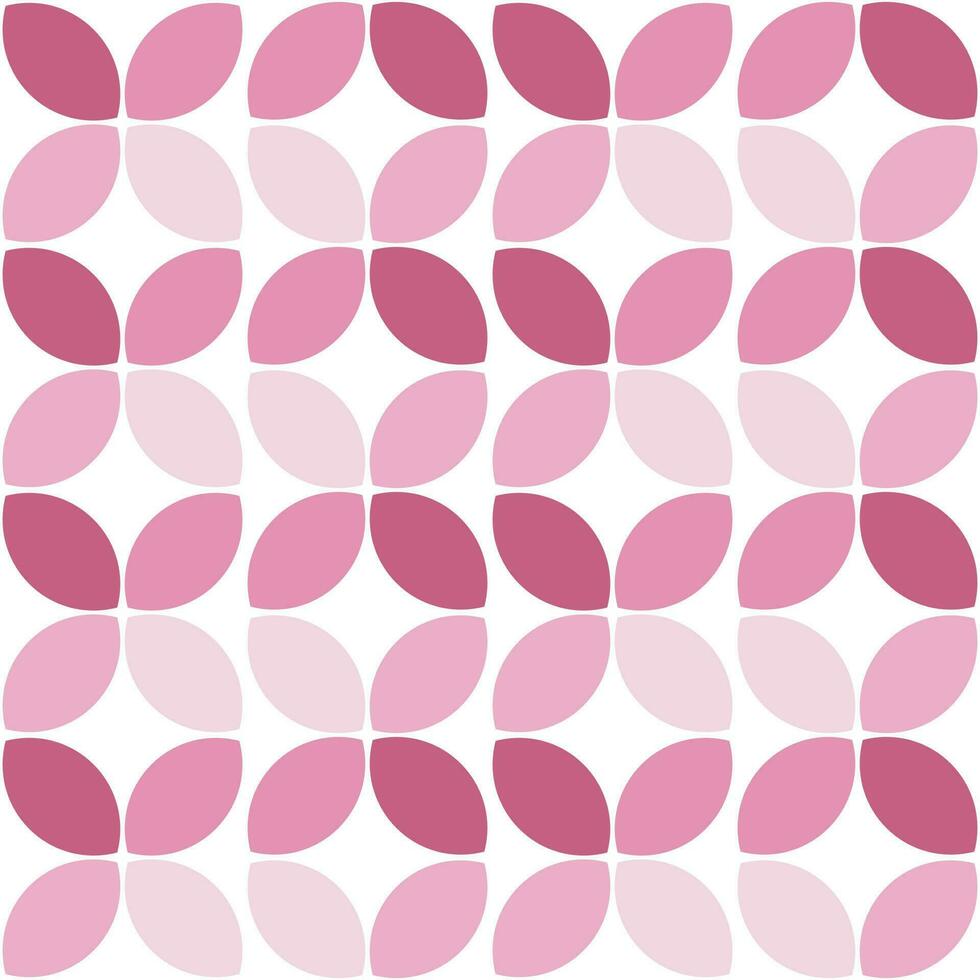 Modern minimalistic  geometric seamless pattern, rounded shapes, leaves in pink color scheme on a white background vector