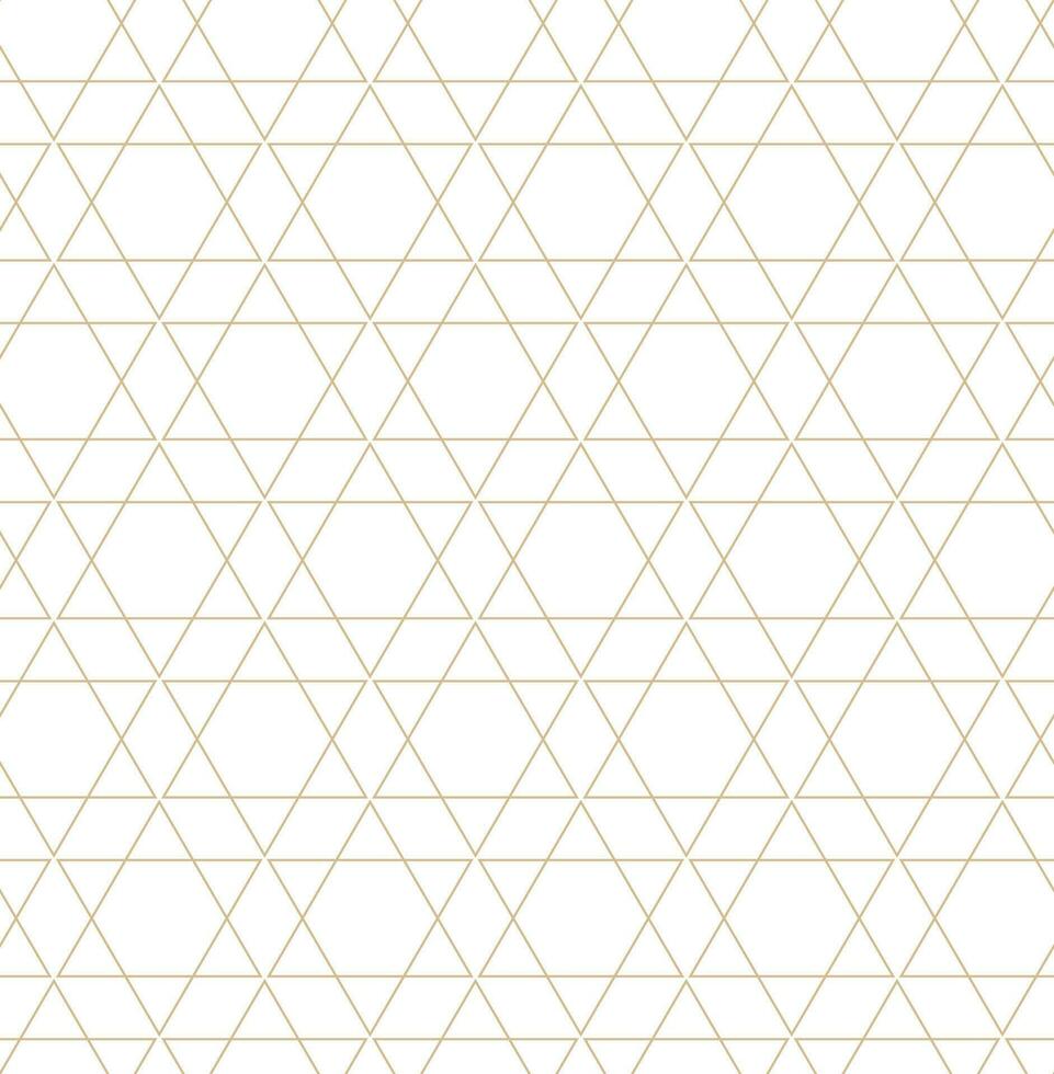 Golden geometric vector seamless patterns. Golden lines, triangles and rhombuses on a white background. Modern illustrations for wallpapers, flyers, covers, banners, minimalistic decorations