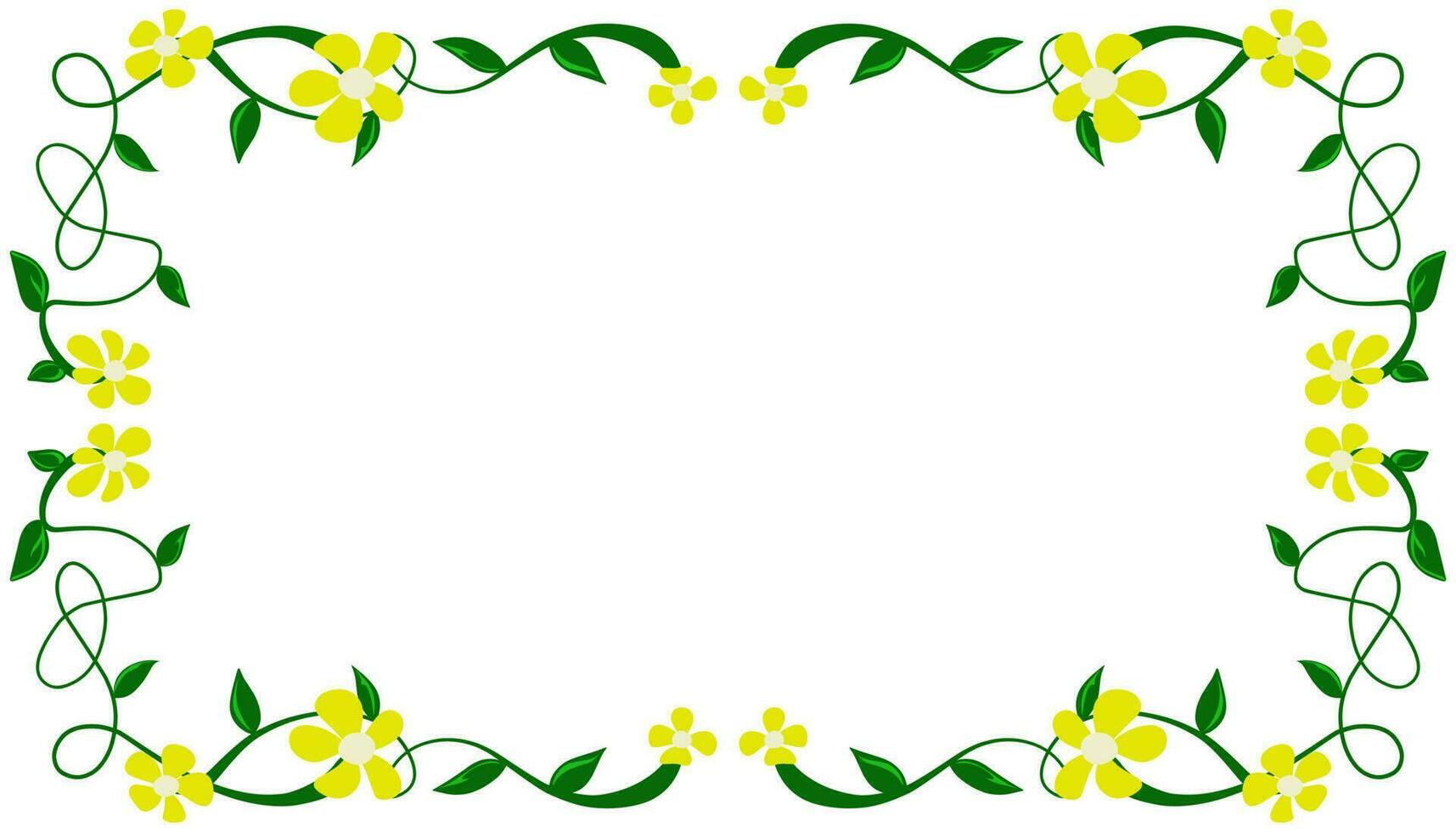 Background illustration of a yellow flower frame and green twigs vector