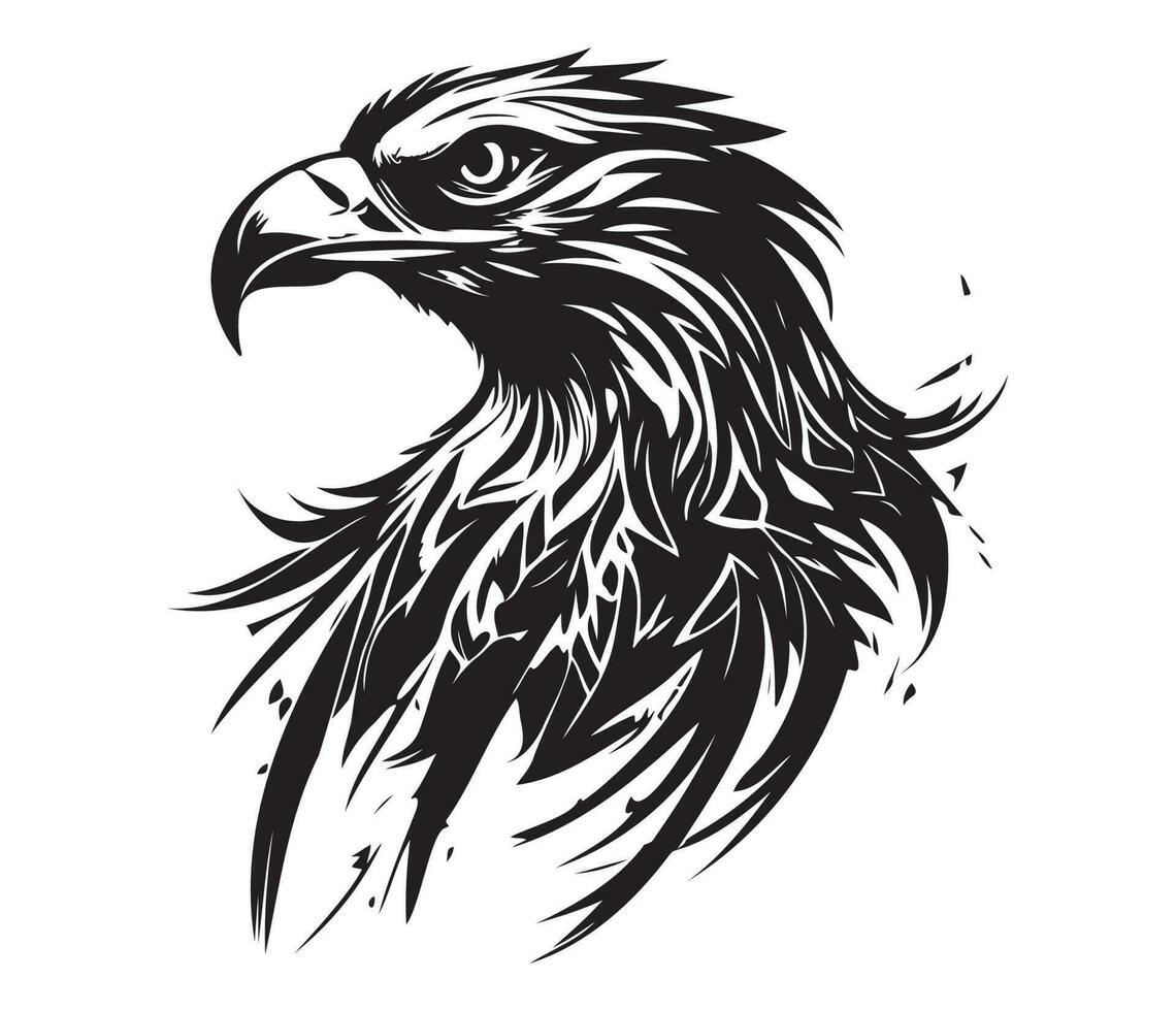 águila rostro, siluetas águila rostro, negro y blanco águila vector