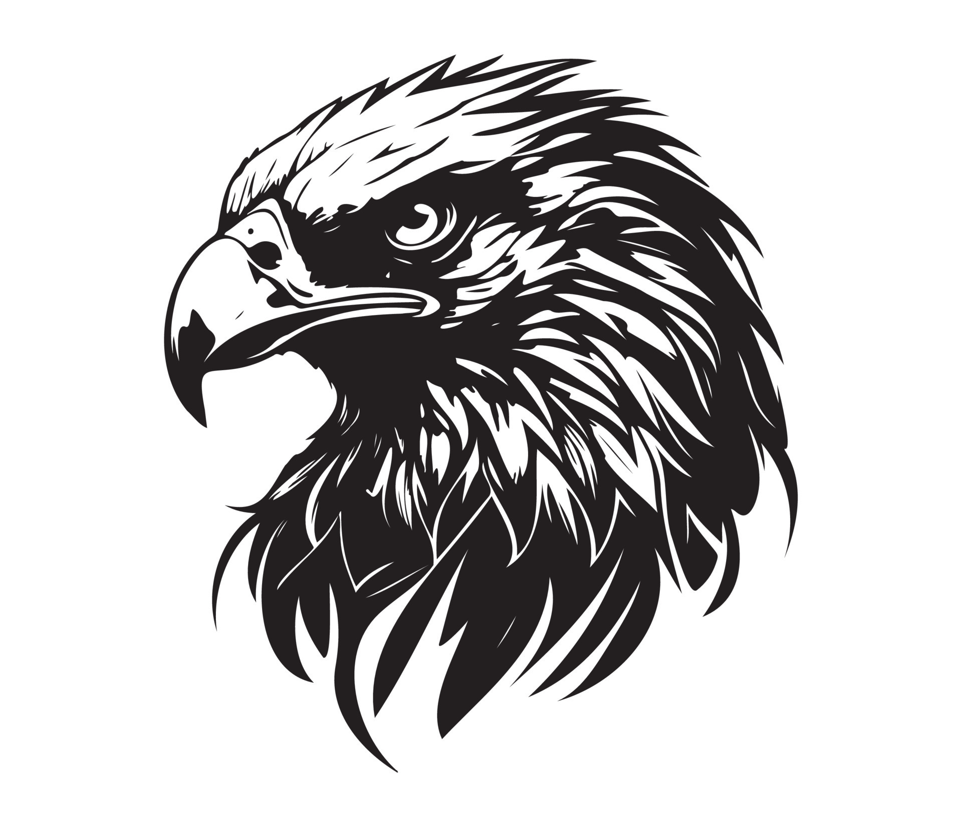 Eagle Face, Silhouettes Eagle Face, black and white Eagle vector