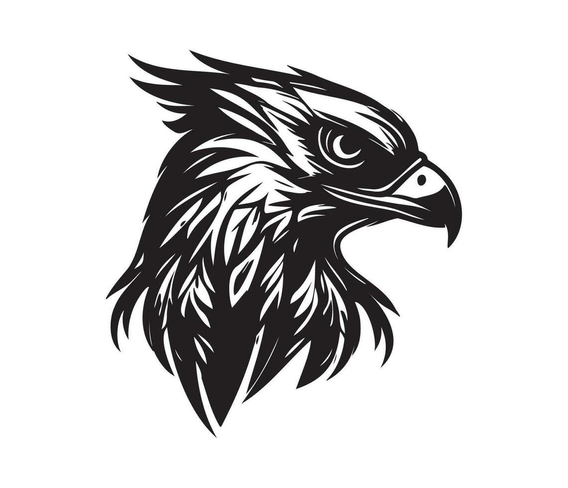 Hawk Face, Silhouettes Hawk Face, black and white Hawk vector