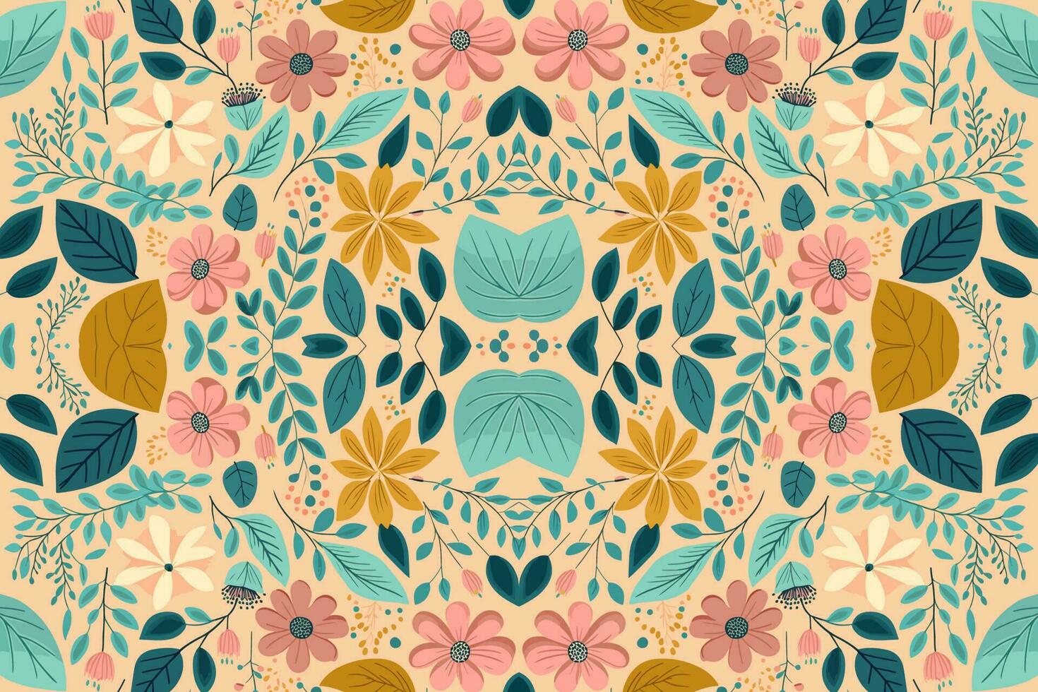 Floral seamless pattern pastel tone background. Abstract graphic line modern elegant minimal vintage retro style. Design for fabric texture textile print art background wallpaper tile backdrop. vector