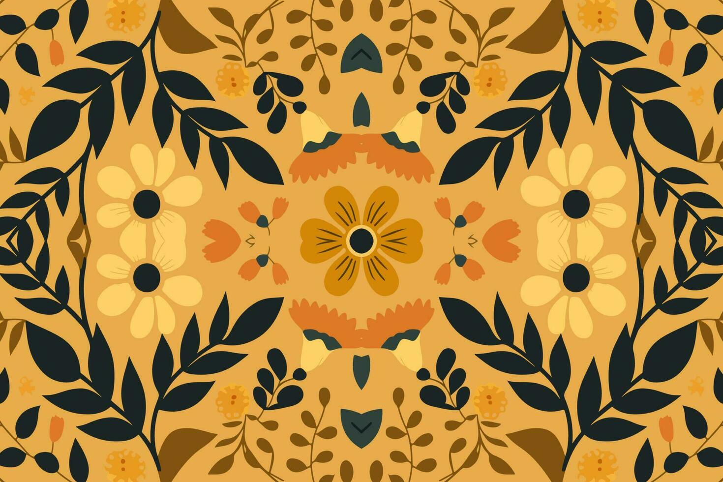 Floral seamless pattern light yellow tone background. Abstract graphic line modern elegant minimal vintage retro style. Design for fabric texture textile print art background wallpaper tile backdrop. vector