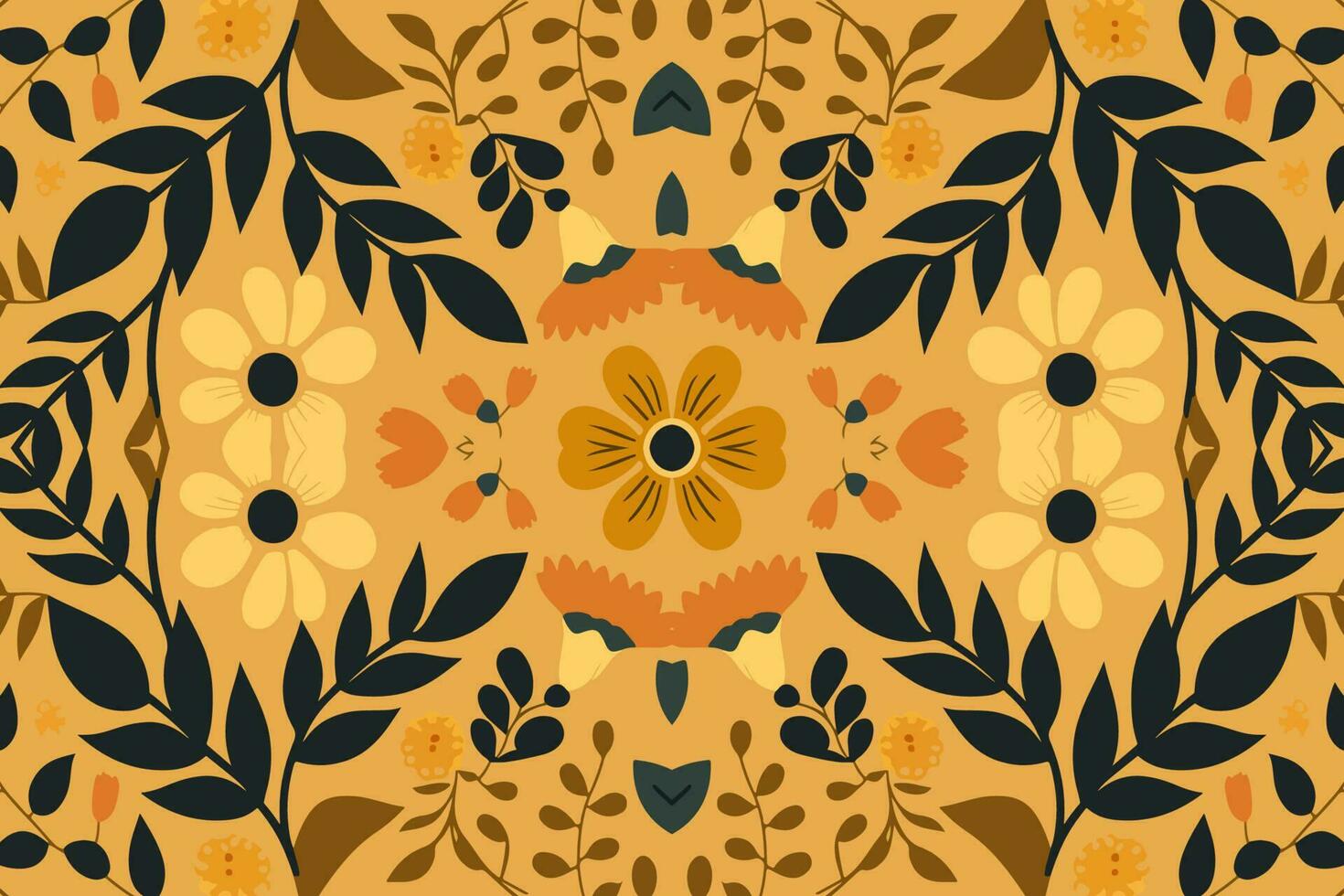 Floral seamless pattern light yellow tone background. Abstract graphic line modern elegant minimal vintage retro style. Design for fabric texture textile print art background wallpaper tile backdrop. vector