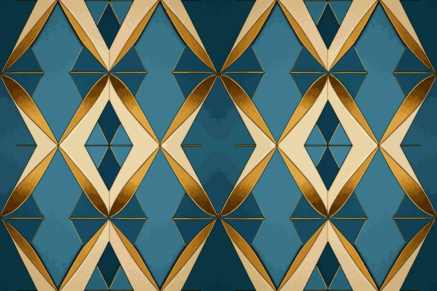 egipcio diamante sin costura modelo oro y azul antecedentes. resumen tradicional gente antiguo antiguo antiguo tribal étnico gráfico línea. florido elegante lujo Clásico retro estilo para textura textil. vector