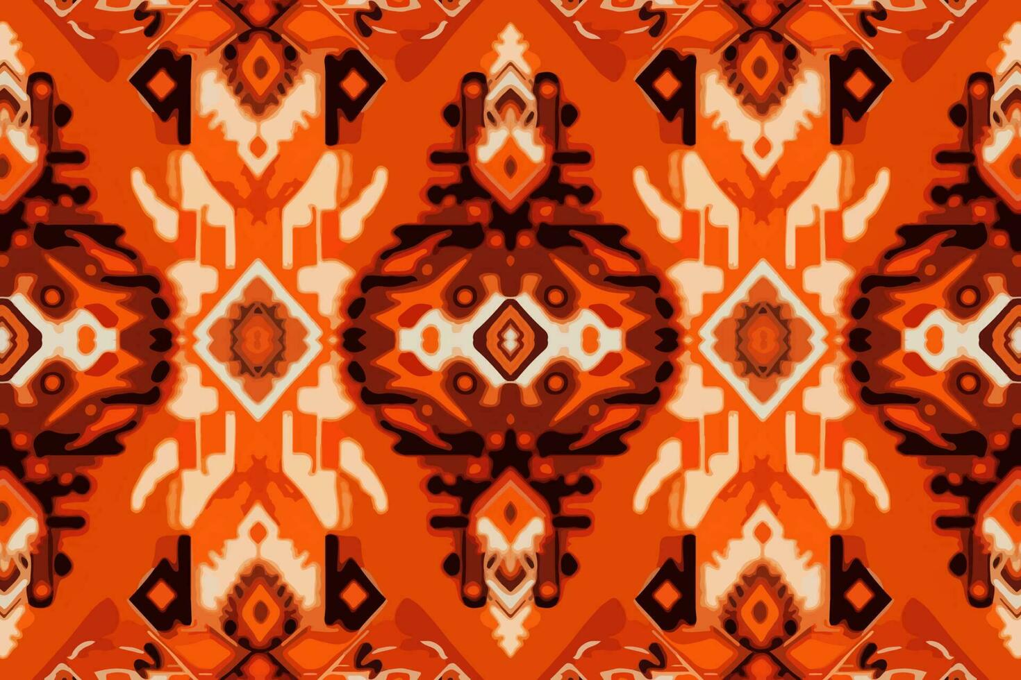 Fabric textile Ikat geometric folklore ornament seamless pattern orange tone. Abstract graphic line ethnic traditional folk antique tribal modern ornate luxury elegant minimal vintage retro style. vector