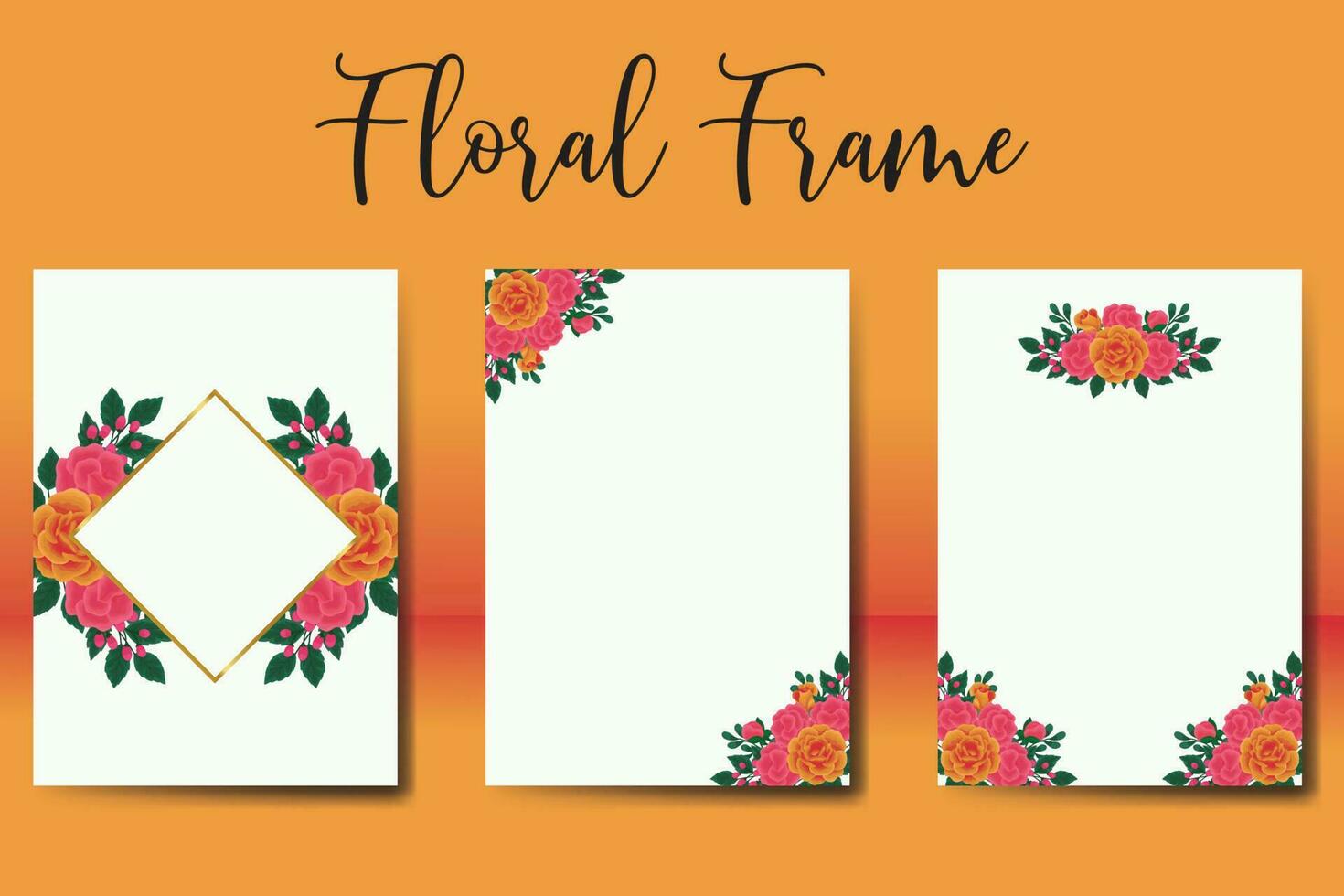Boda invitación marco colocar, floral acuarela digital mano dibujado naranja Rosa flor diseño invitación tarjeta modelo vector