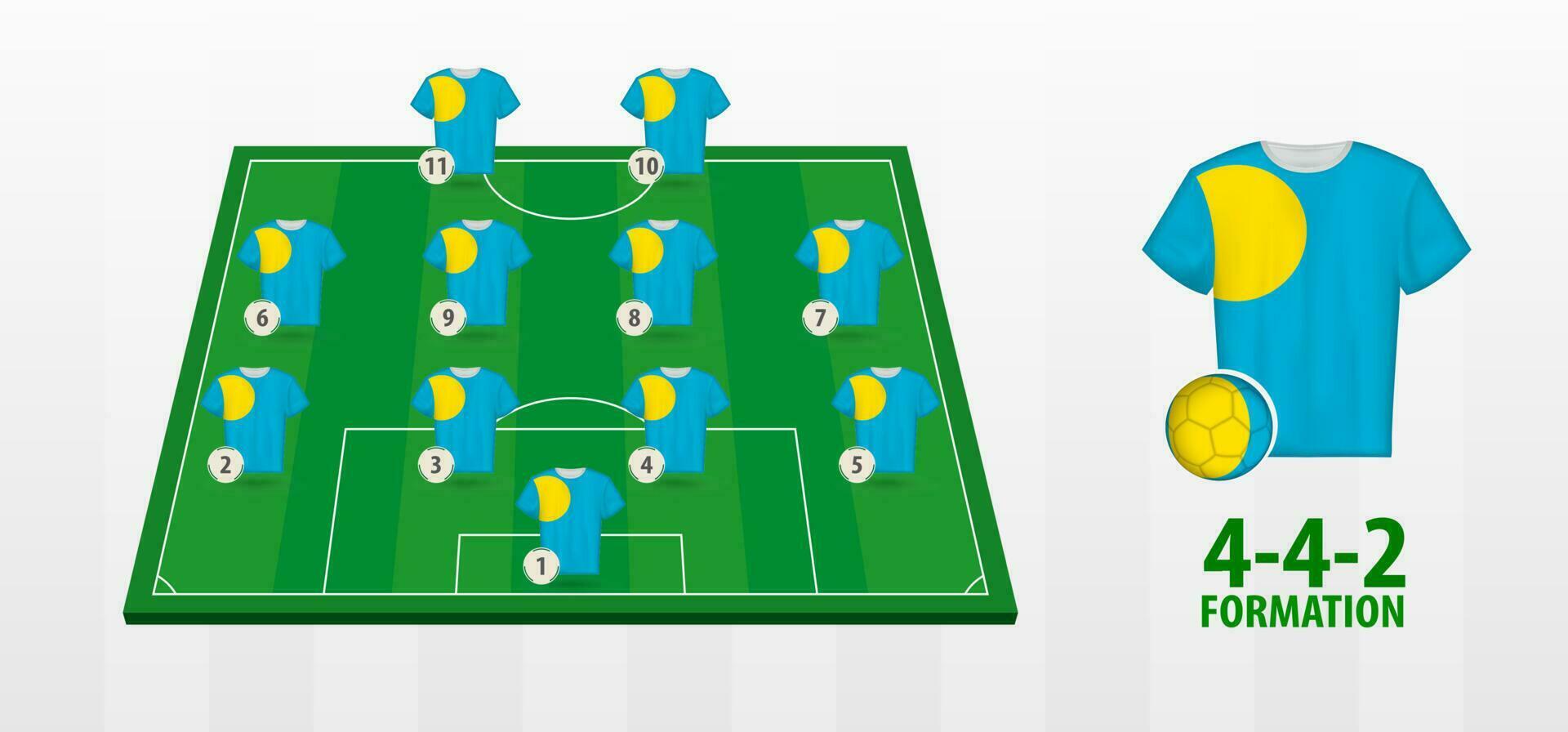 Palau National Football Team Formation on Football Field. vector