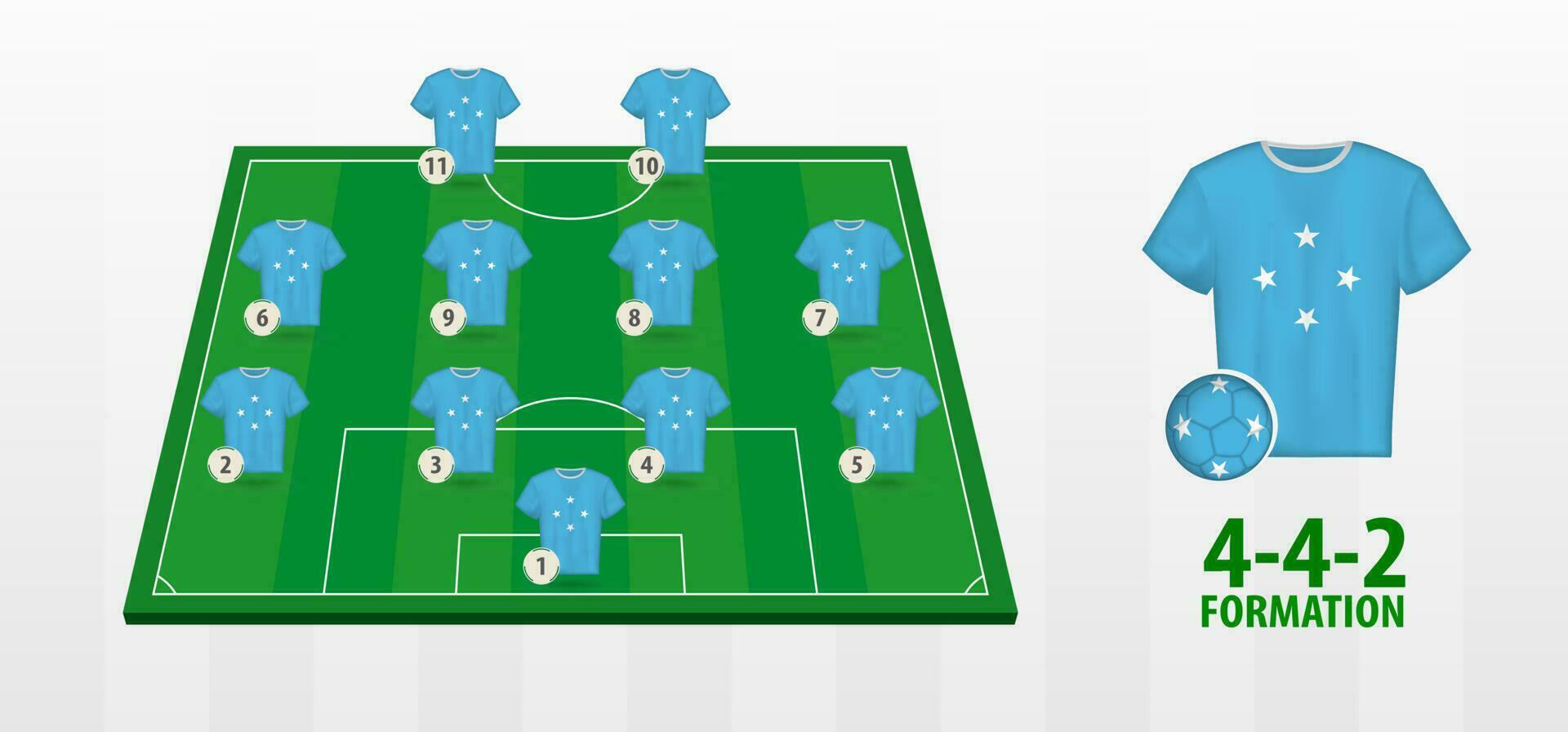 Micronesia National Football Team Formation on Football Field. vector