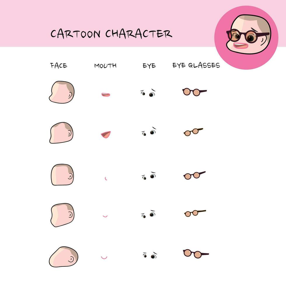 set of anime kawaii cartoon cute face vector