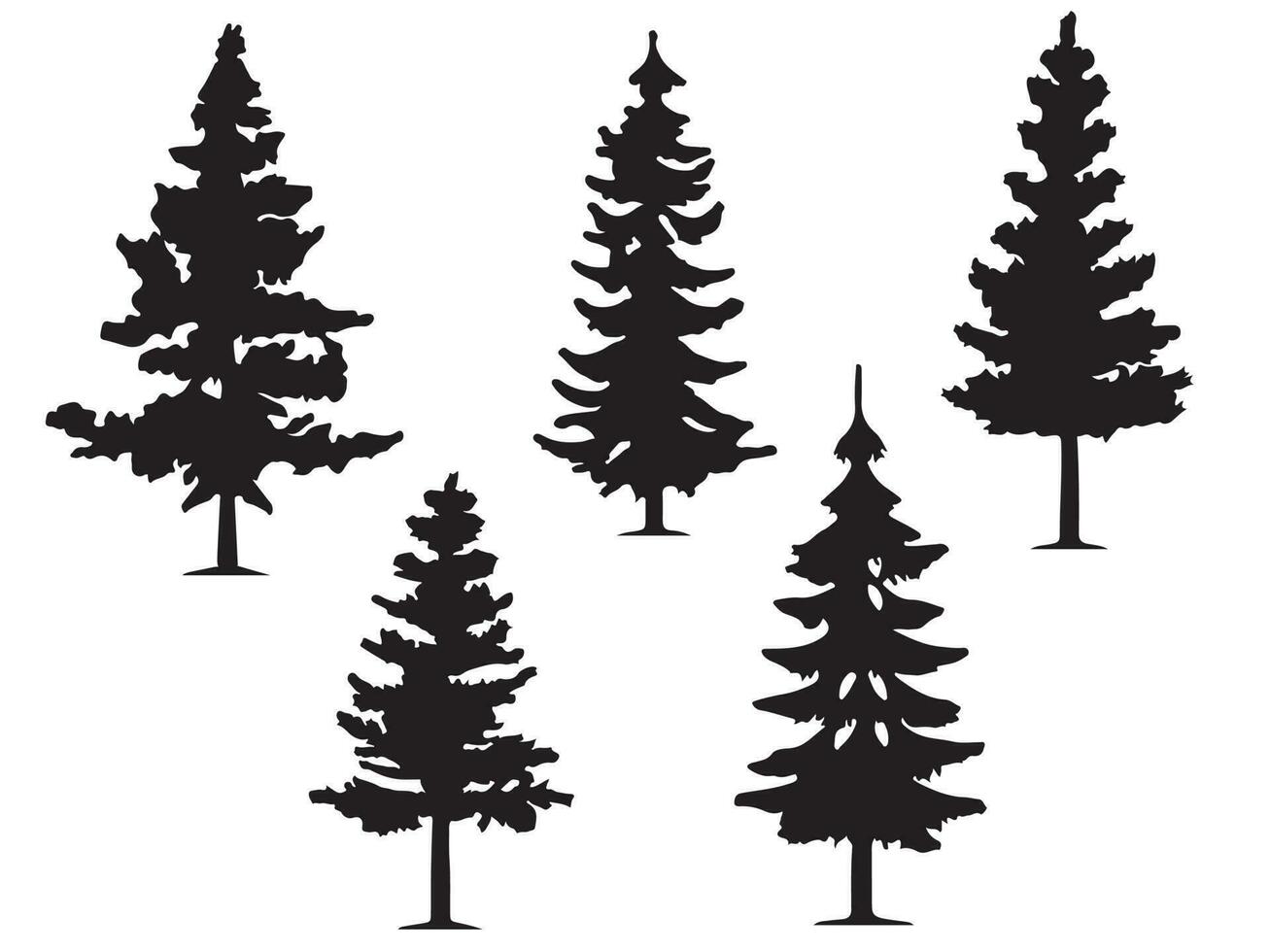 Forest Silhouettes Of Wonderful Tree Collection Set illustration Vector Art Design