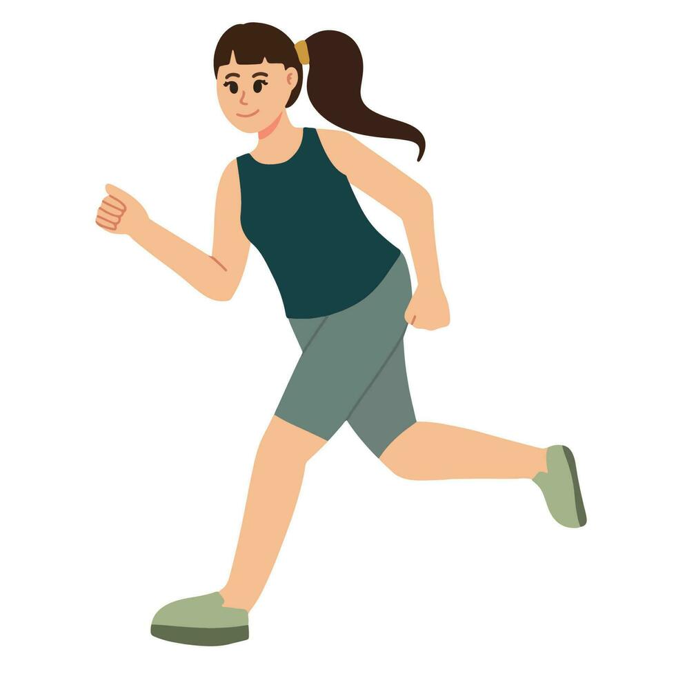 sporty woman wearing sport outfit running illustration vector