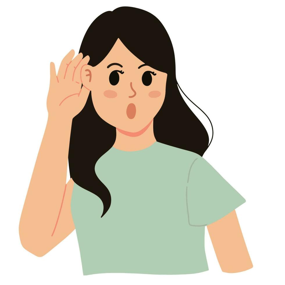 eavesdropping curious shocked woman illustration vector