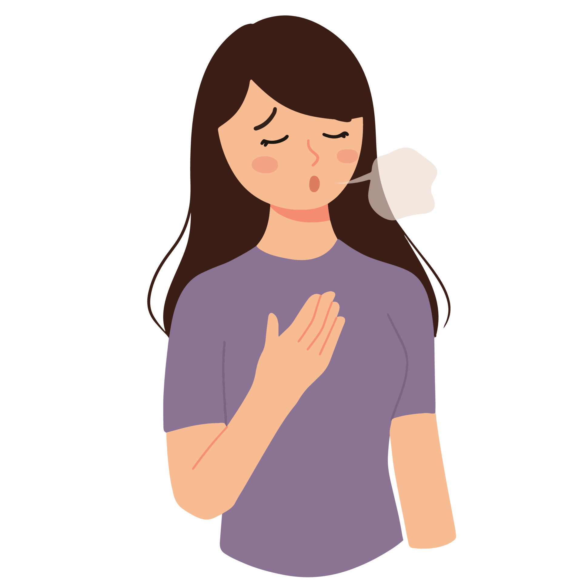 exhale woman sigh with hand on chest illustration 23169039 Vector Art