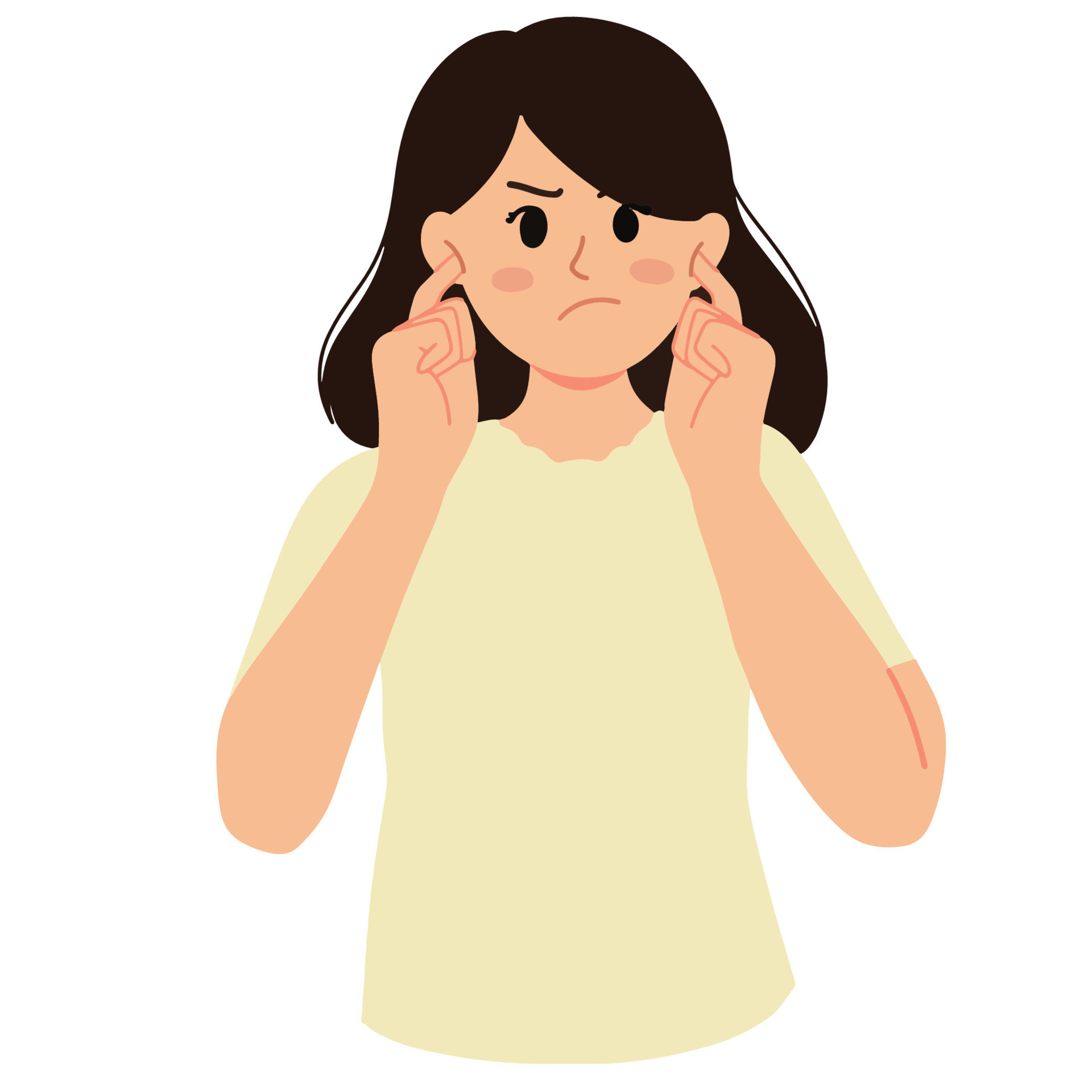 angry woman covering ears with fingers illustration 23169150 Vector Art