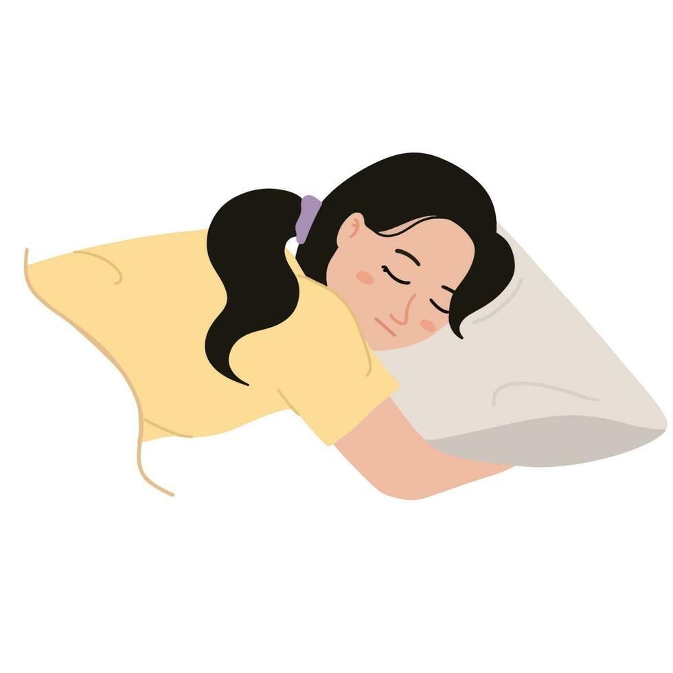 girl sleeping peacefully with hand under pillow and wearing yellow