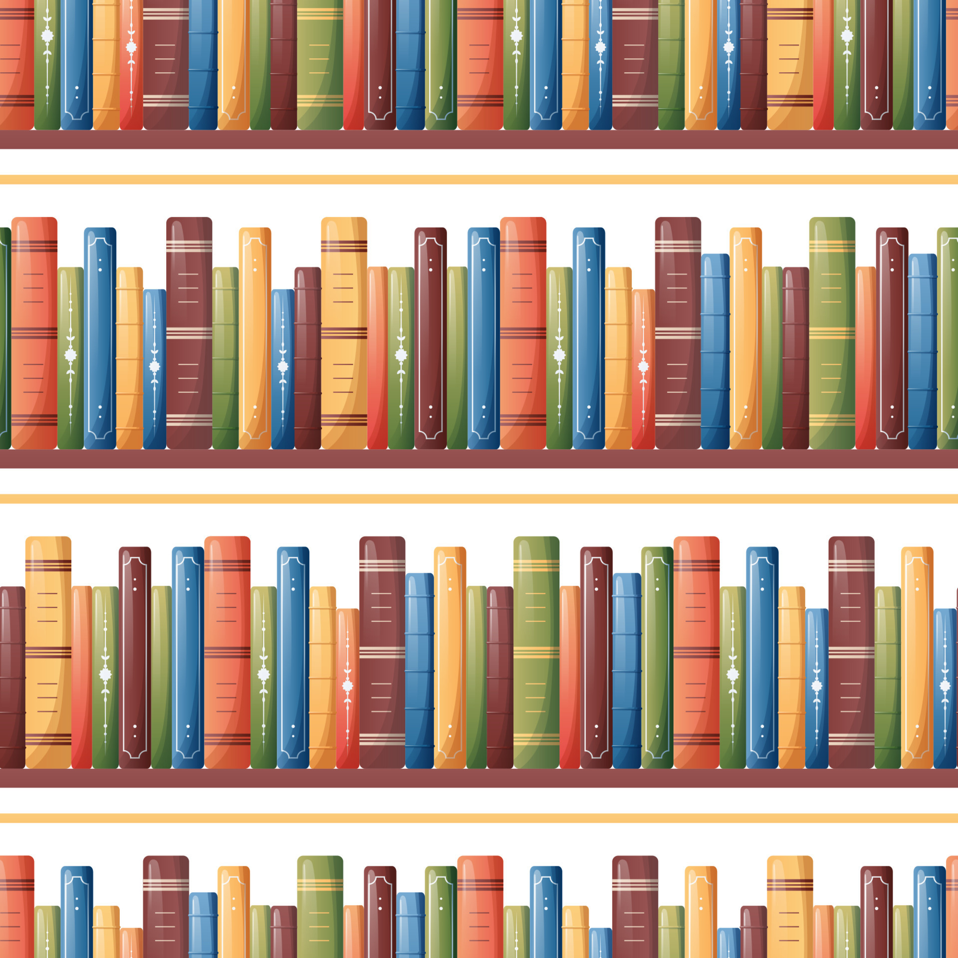 Seamless pattern with bookshelves. Nice stack of books. Texture for