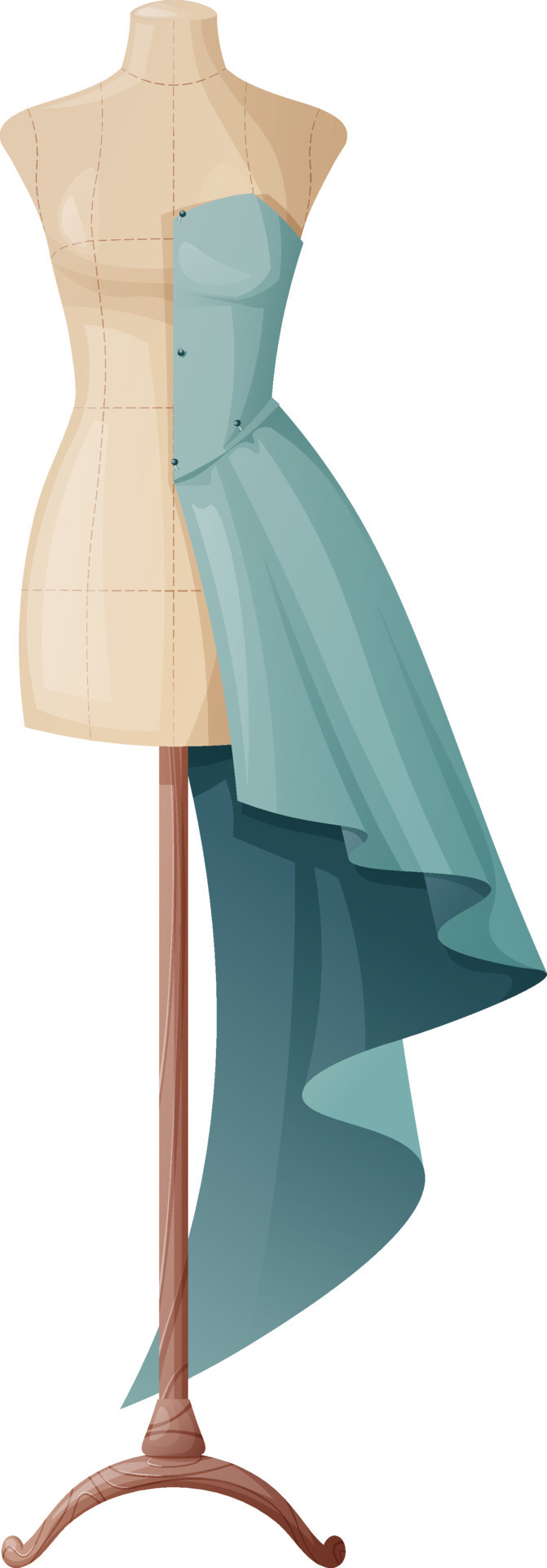Sewing mannequin on an isolated background. Vector illustration of