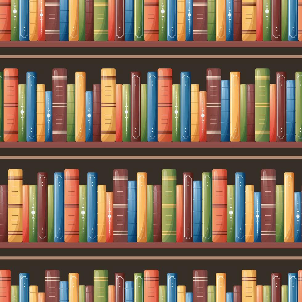 Seamless pattern with bookshelves. Nice stack of books. Texture for book store, library, school vector