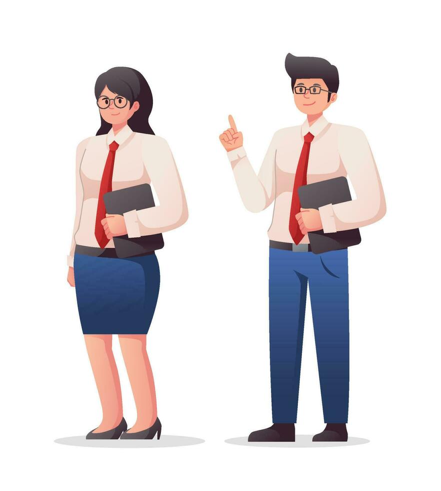 hombre y mujer en traje. negocio concepto vector ilustración