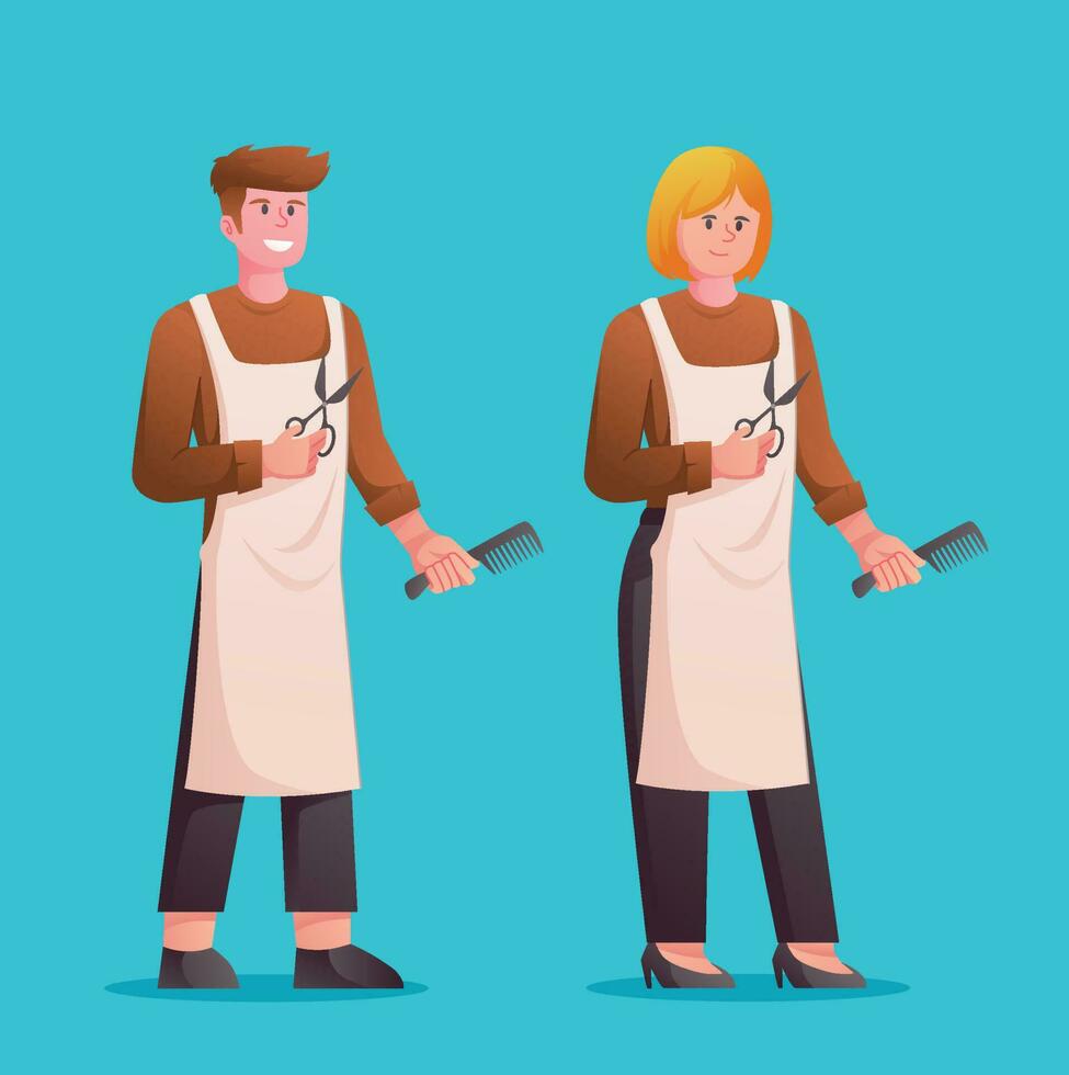 Working as hairdresser Hair salon and barber shop vector illustration