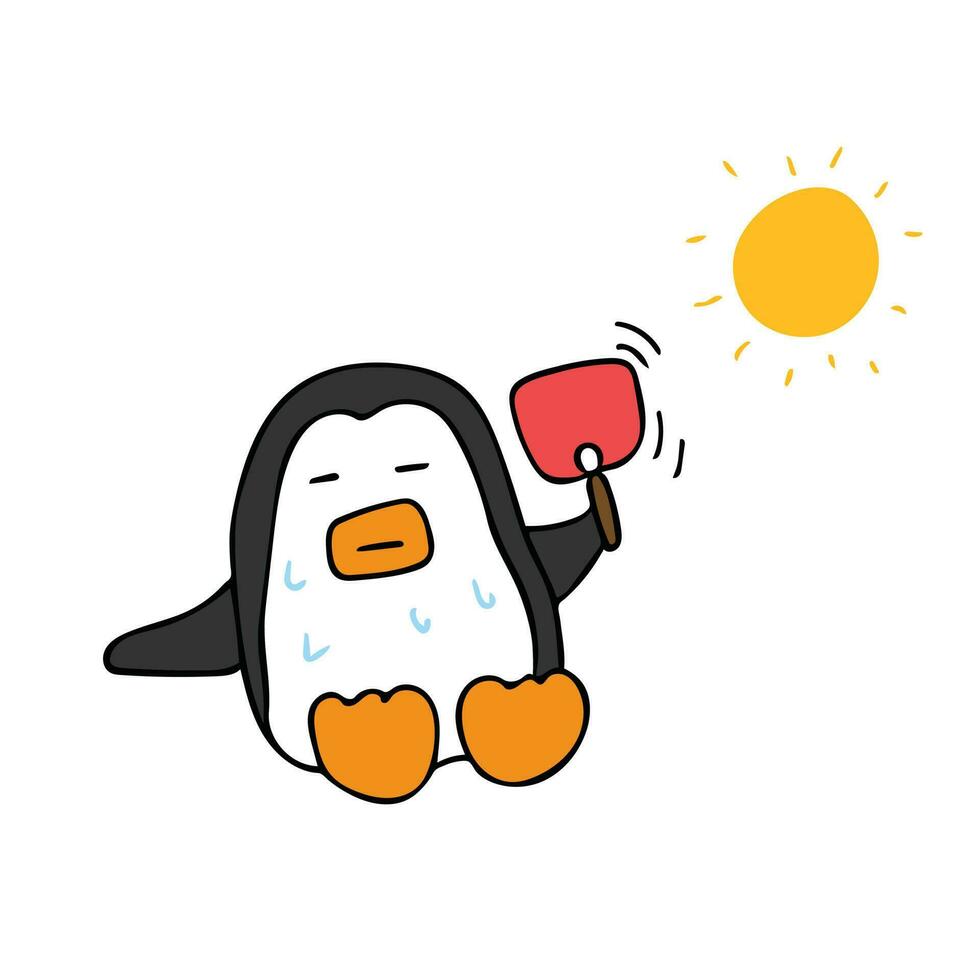 cute penguins summers Cartoon Mascot Character Vector illustration color children cartoon clipart