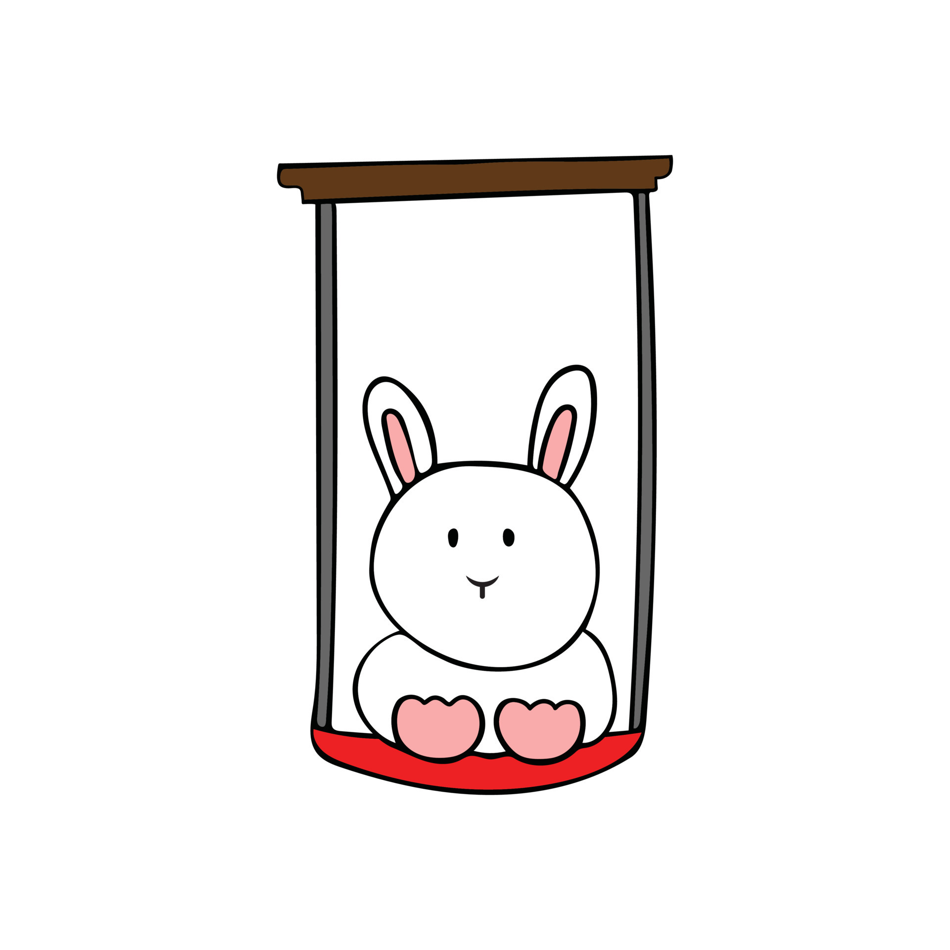 Cute Rabbit on swing hanging Cartoon Mascot Character Vector
