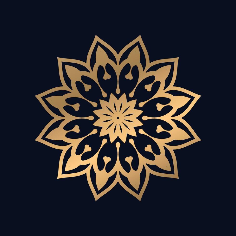 Beautiful Pattern mandala golden with a black background elegant design vector