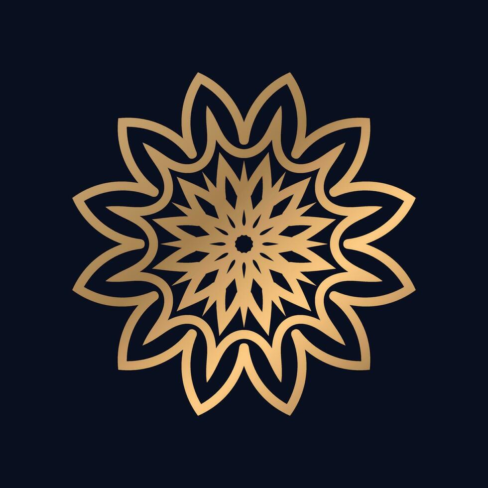 Abstract mandala golden with a black background elegant design vector