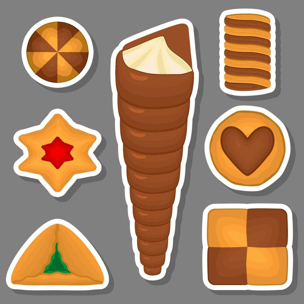 Big set homemade cookie different taste in pastry biscuit vector