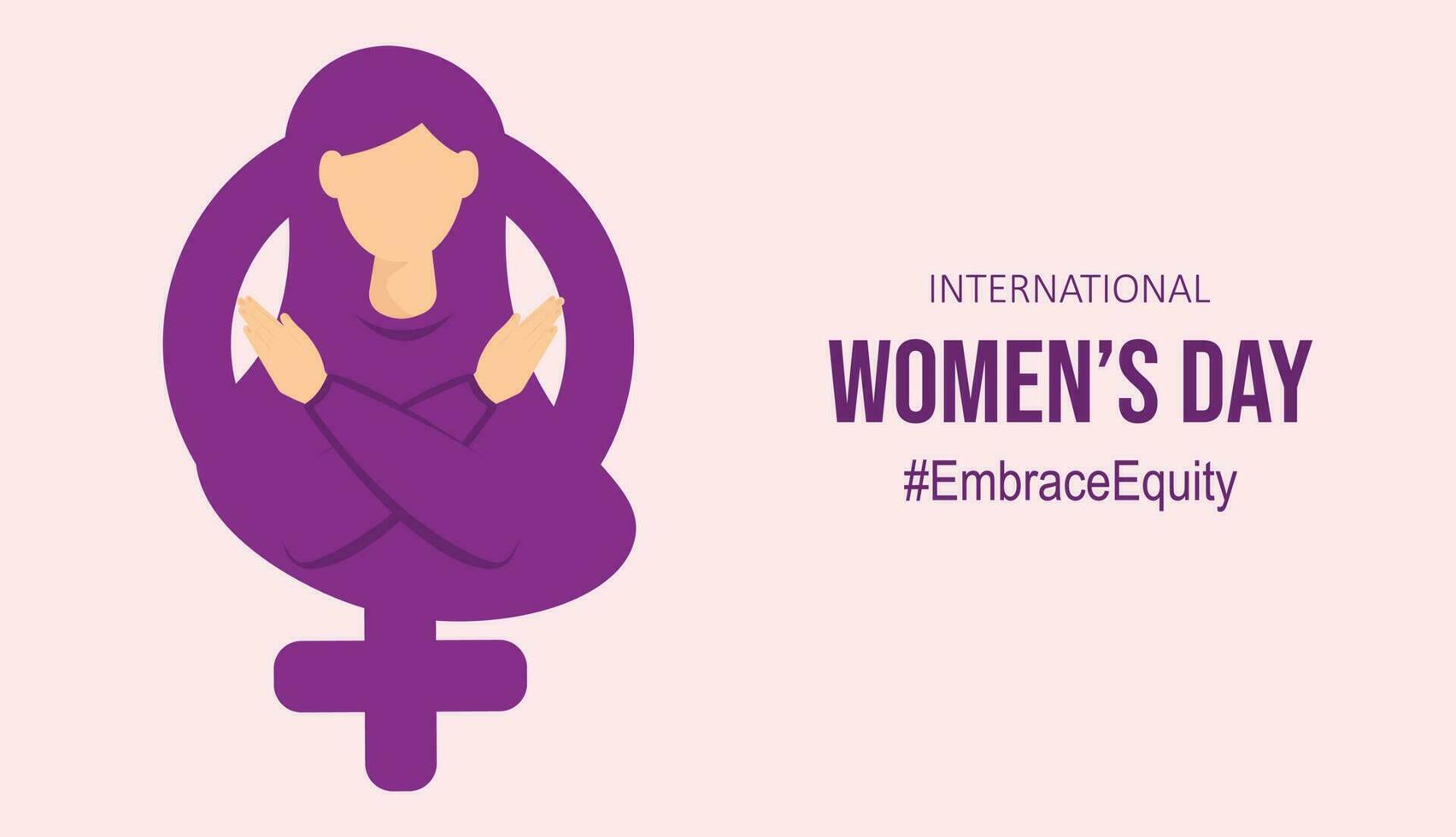Conceptual poster for International Women's Day of Embrace and Justice.EmbraceEquity. vector