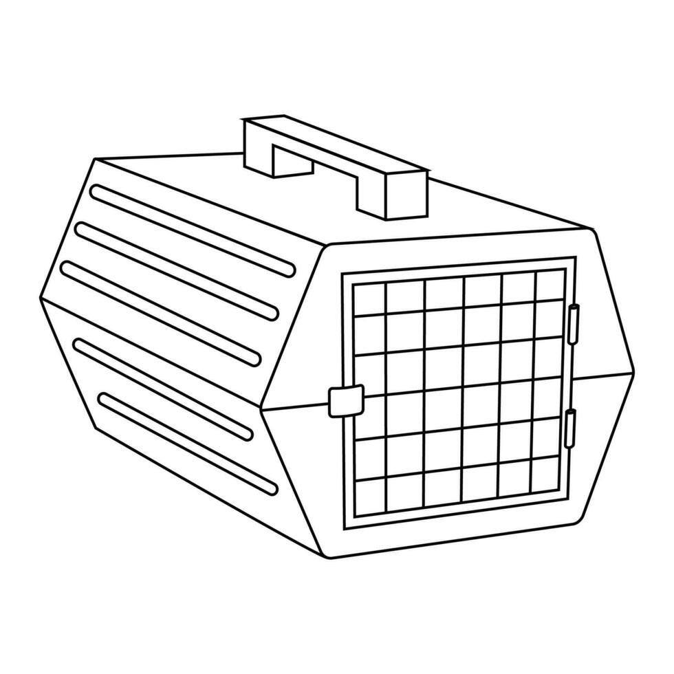 Carrier with grid for animals, cats, dogs, animal care. vector