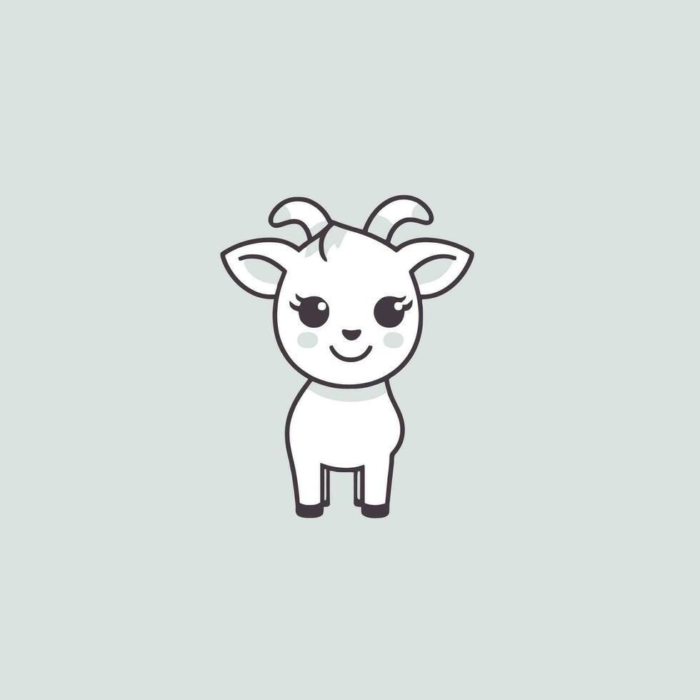 Cute kawaii goat chibi  mascot vector cartoon style
